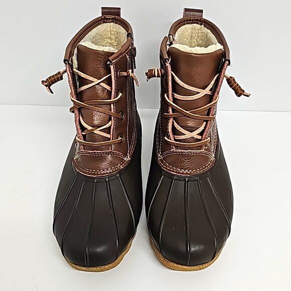 Serra Womens Genuine Leather Fleece Lined Lace Up Winter Brown Duck Boots Size 7 - Picture 2 of 11